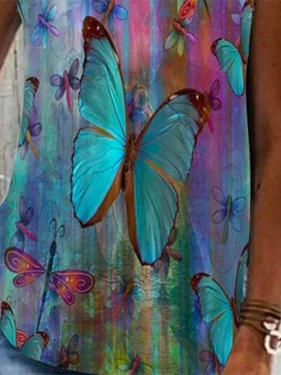 Women Half Sleeve V-neck Solid Color Dress