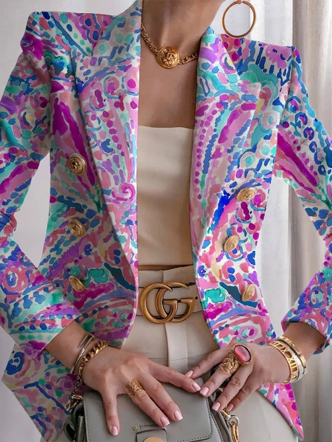 Women's Fashion Printed Lined Blazer