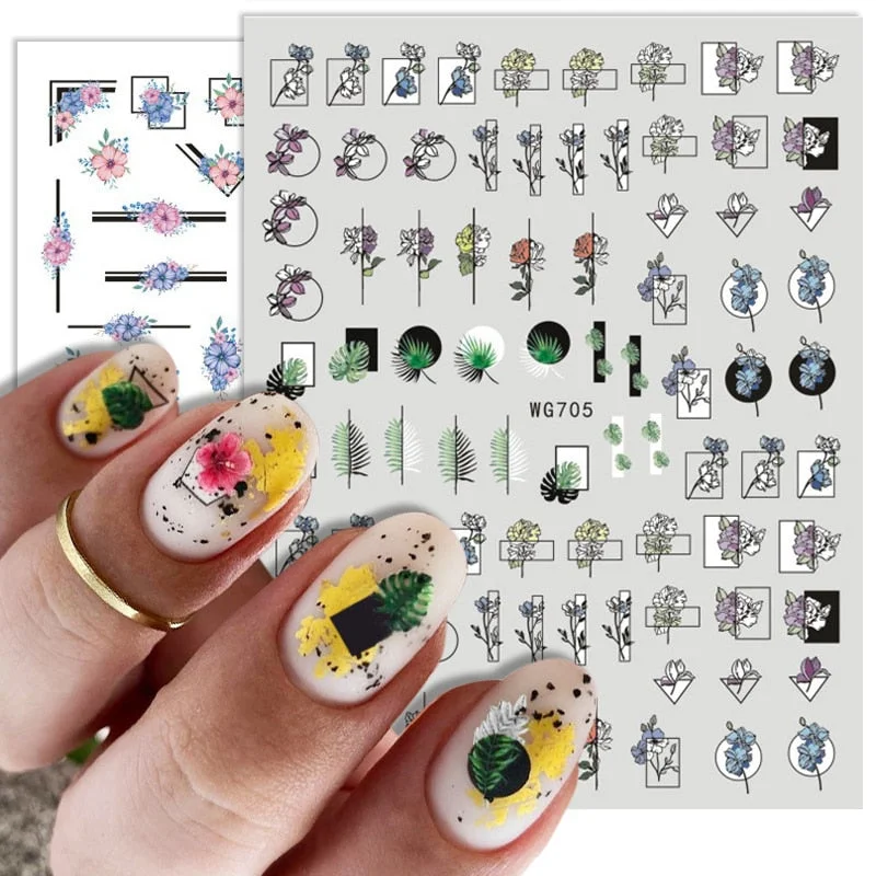 Dandelion Flower 3D Nail Stickers Women Face Abstract Butterfly Image Sexy Girl Christmas Slider Design Polish Nails Art Decals-Nail Inspo