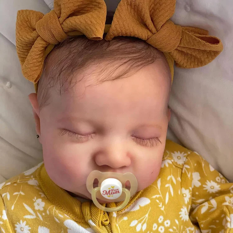  20" Newborn Lifelike Sleeping Baby Painted Hair Doll Girl Cikina with Heartbeat💖 & Sound🔊 - Reborndollsshop®-Reborndollsshop®