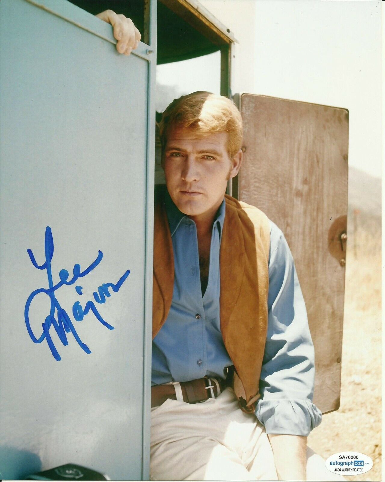 LEE MAJORS SIGNED YOUNG Photo Poster painting UACC REG 242 FILM ALSO ACOA CERTIFIED