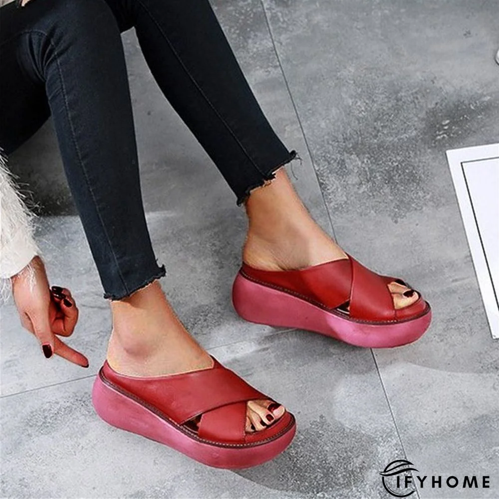 zolucky Platform Open Toe Comfy Slipper Casual Slide Sandals | IFYHOME