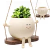 Resin simple swing creative smiley pattern flower pot home living room succulent potted decorative ornaments