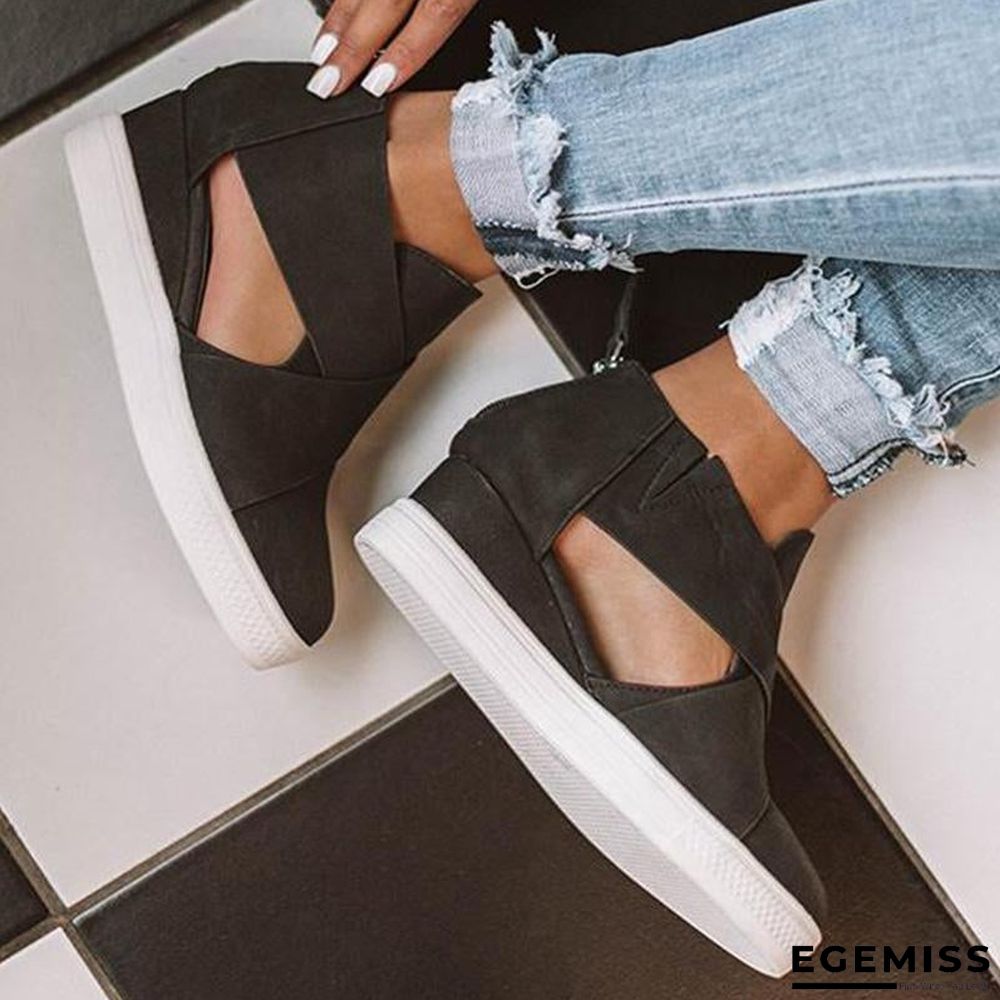Women Solid High Flats wedges Heel Height Increasing Chunky Platform Vulcanized Sneakers Shoes | EGEMISS