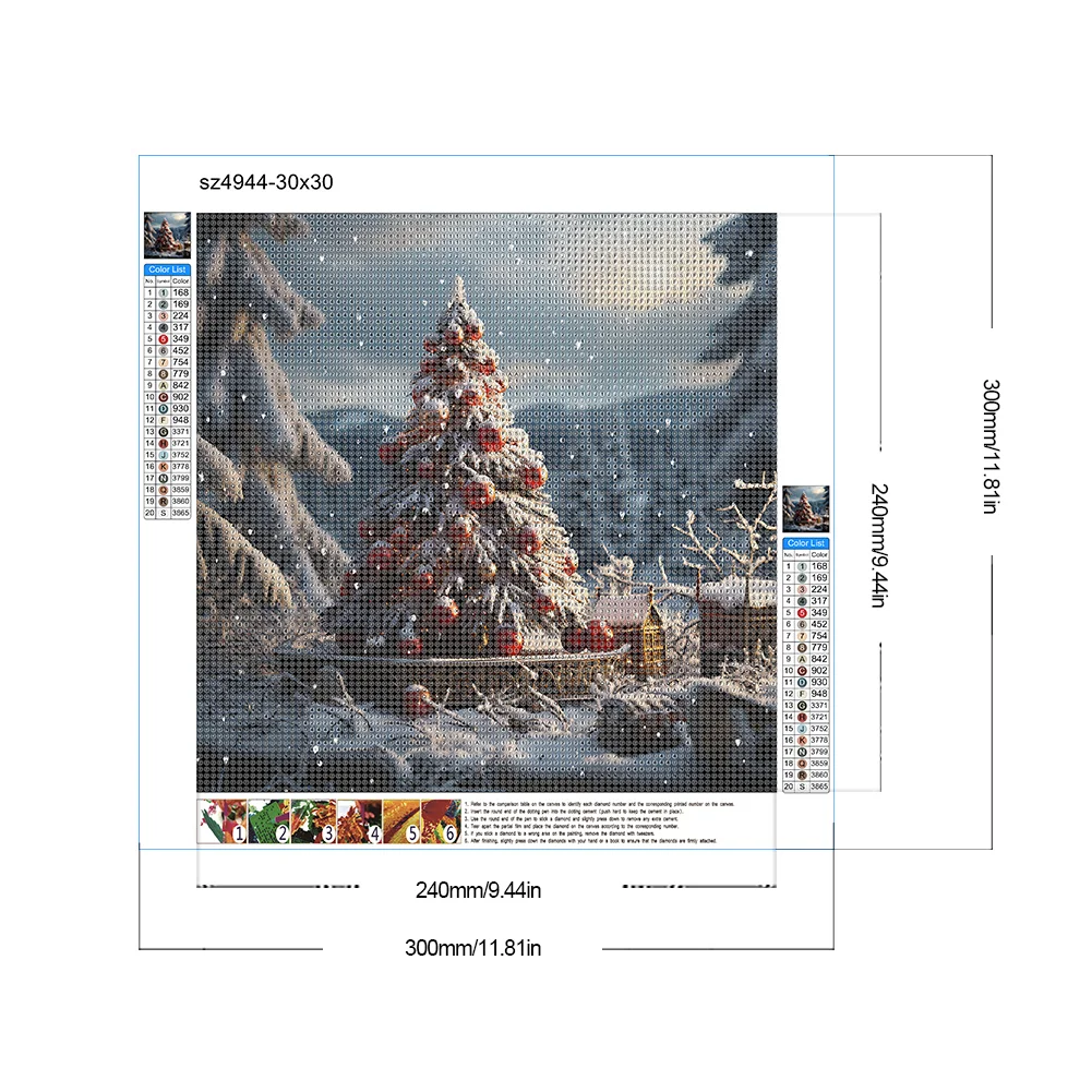 Diamond Painting - Full Round Drill - Winter Snow Christmas Tree(Canvas|30*30cm)