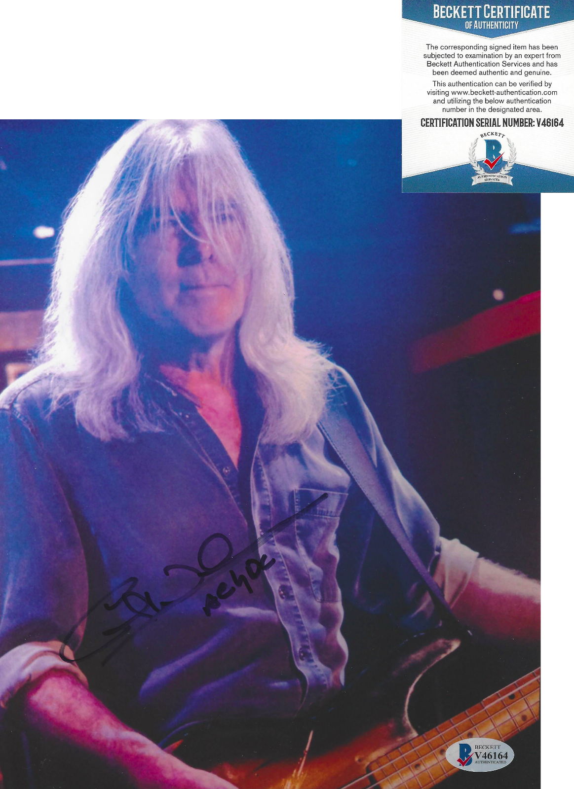 CLIFF WILLIAMS - AC/DC BASSIST - SIGNED 8X10 Photo Poster painting B BASS GUITAR BECKETT COA BAS