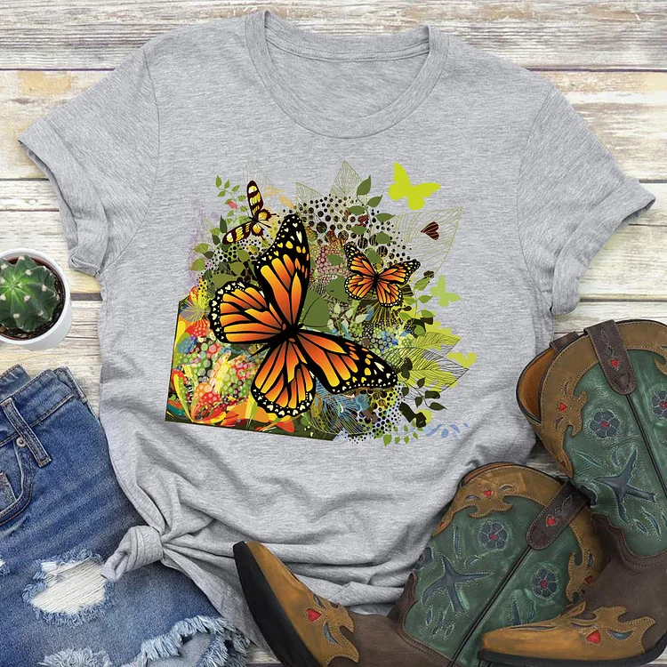 ANB - Butterfly flowers T-Shirt Tee-04980