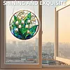 (18.5cm)DIY Acrylic Jigsaw Puzzle Window Hanging with Hanging Chain DIY Stained Glass Decoration Round Window Puzzle Decor for DIY Craft Project (Stained Glass Flower)