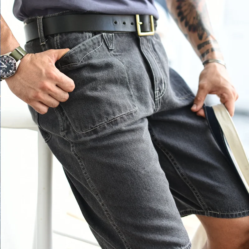 Vintage Workwear Washed Denim Cropped Shorts