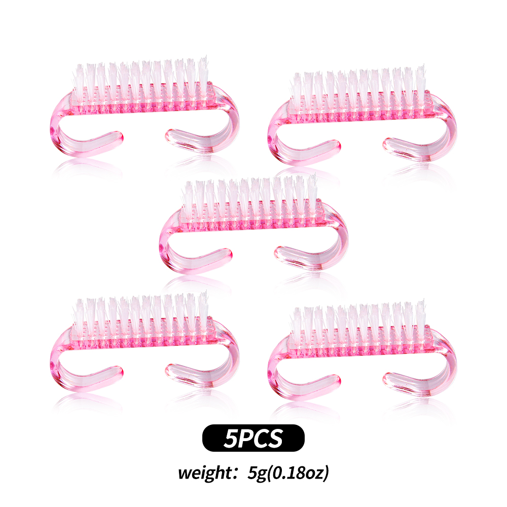 Oncedot 5pcs Pedicure Soft Remove Dust Powder Cleaning Brush Tools Acrylic Nail Brush 5 Color Nail Manicure Transparent Horn Brushes *TR