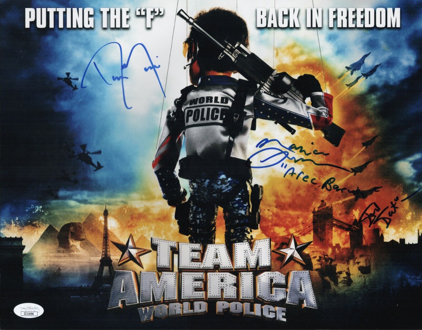 Daran Norris +2 Signed 11x14 Team America World Police Authentic Auto JSA COA