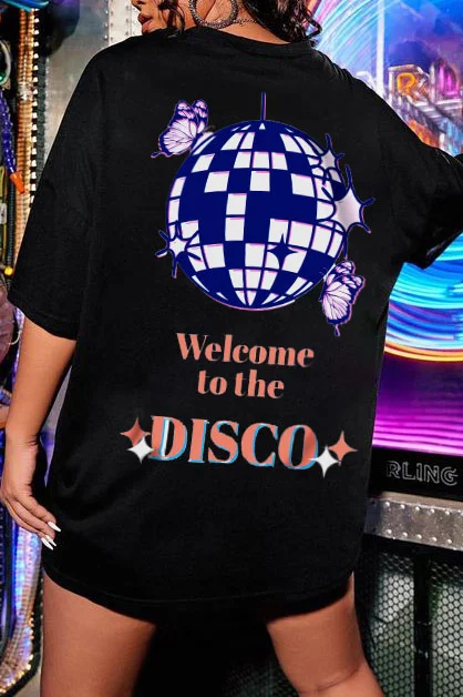 WELCOME TO THE DISCO Graphic Printing Casul Women's Short-sleeved T-shirt