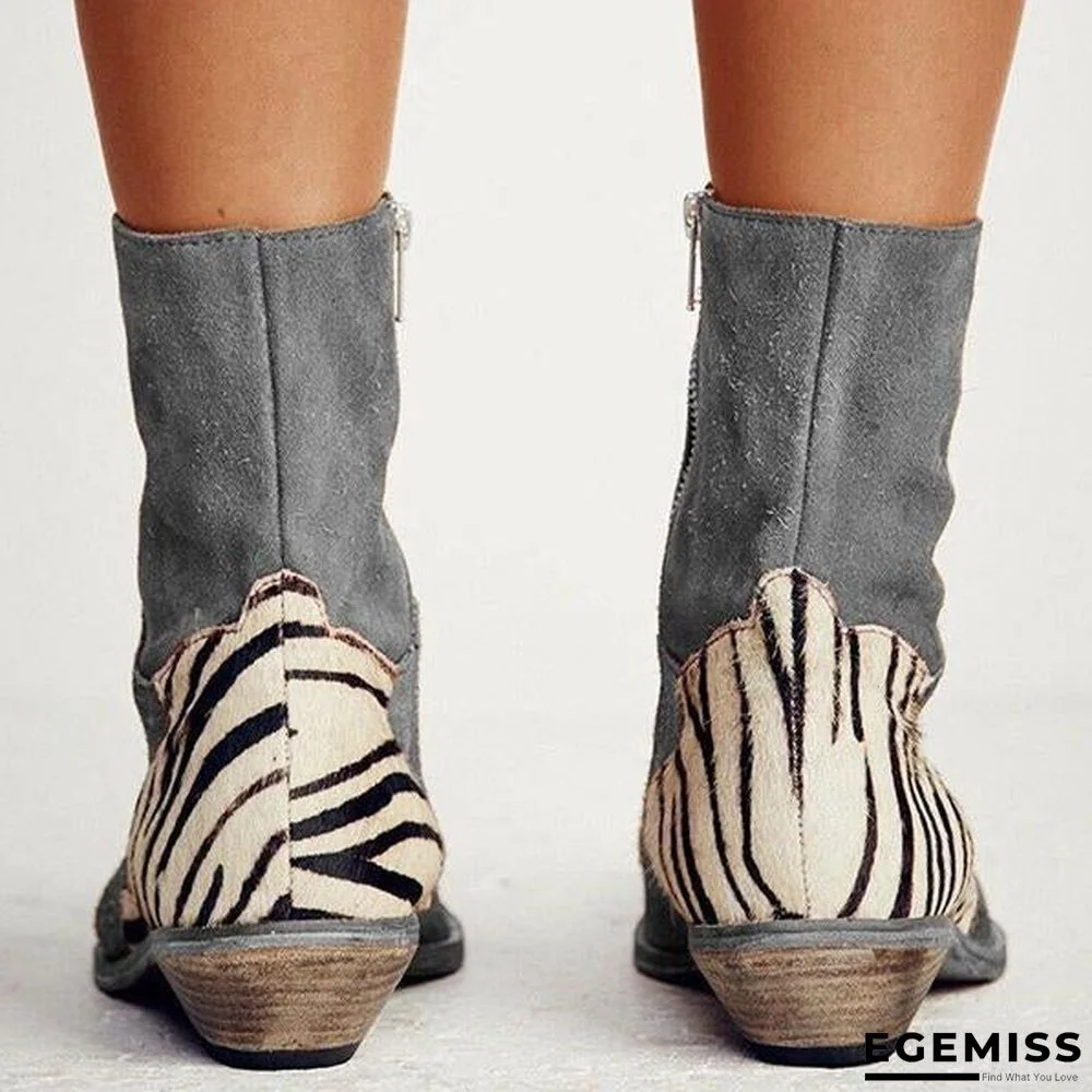 Casual Pointed Toe Zebra-Striped Boots | EGEMISS