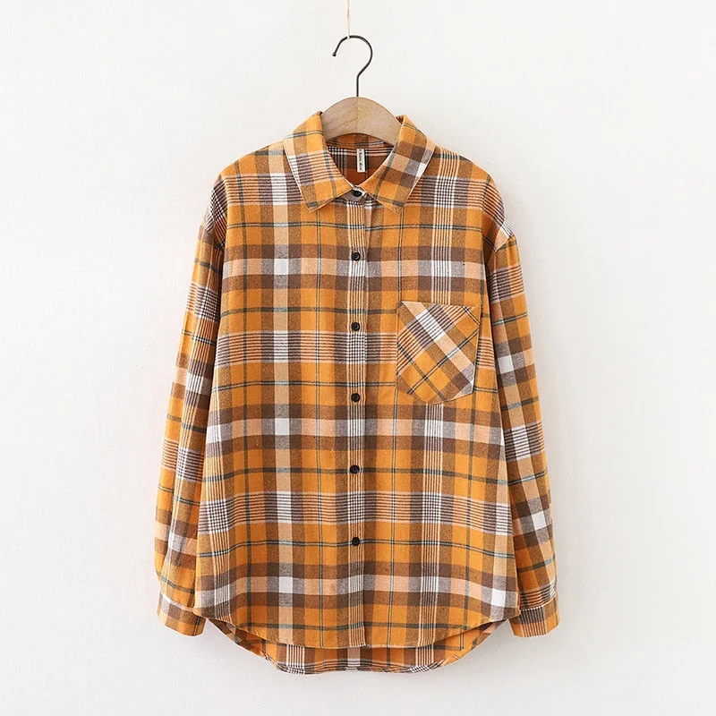 Plaid Shirts Womens Checked Blouses And Tops Long Sleeve Female Casual Print Shirt Loose Cotton Blusas Outwear Autumn News