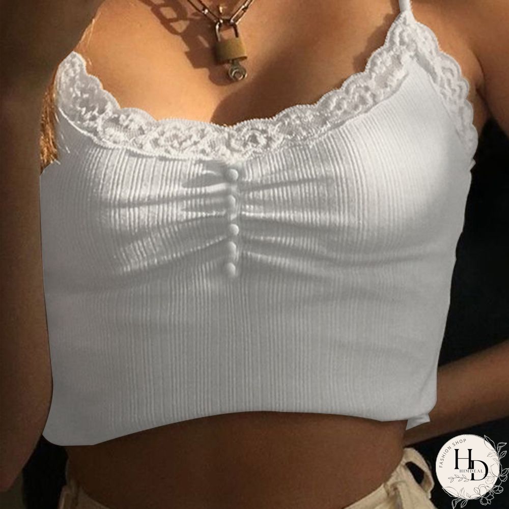 Streetwear Lace Patchwork Summer White Tank Top Women Home Y2K Fashion Leisure Outfit Basic Casual Crop Tops Kawaii Clothes
