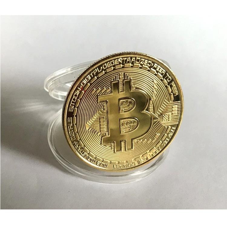 Bitcoin Physical Collectible Coin BTC Gold Plated 1 Ounce 40mm Souvenir