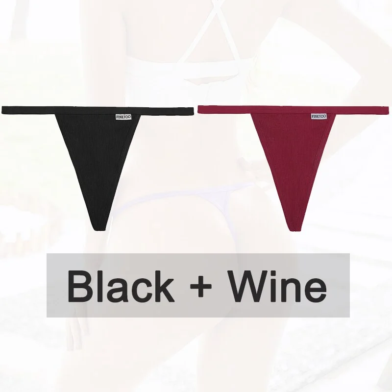 Billionm 2PCS/Set Women Sexy Cotton Panties Solid Color Underwear G-String Hollow Breathable Underpants Female Intimates Lingerie