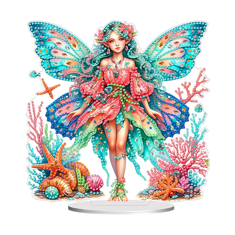 DIY Butterfly Fairy Girl Acrylic Diamond Painting Desktop Ornaments Bedroom Table Decor