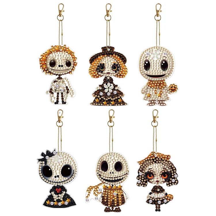【Coaster】【Key-chain】DIY Diamond Art Keychains Cartoon 6pcs Full Drill Mosaic Making Lady Bag Pendant gbfke