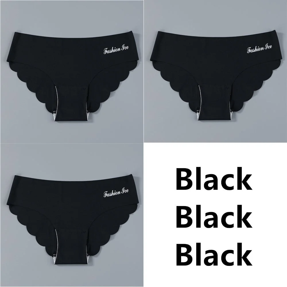 3pcs/lot Seamless Panties Ladies Thong Plus Size Women Sexy G String Low Waist Panty Solid Ice Silk Intimates Underwear M-XL New