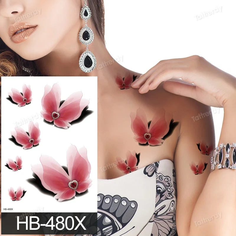Waterproof Temporary Tattoo Sticker Butterfly Flower Wing Fake Tatto Big Tatoo Tatouage Temporaire Back Chest For Women Girl
