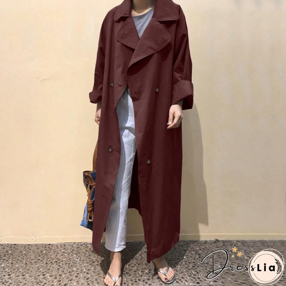 ZANZEA Women Autumn Long Sleeve Casual Elegant Trench Coat Clubbing Windbreaker