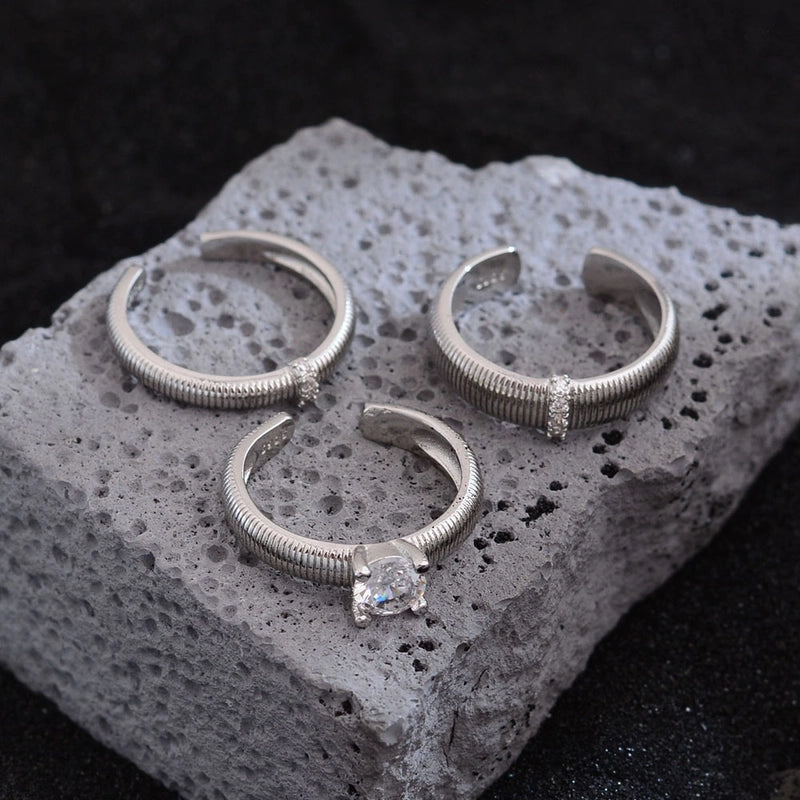 Elegant Hip-Hop Streetwear Geometric Copper Women’s Open Rings