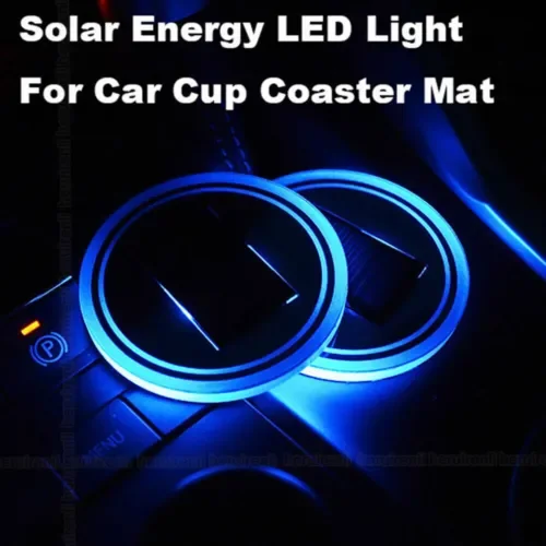 Dronehint Car Parts Blue LED Solar Cup Pad Light Cover Car Interior Decoration Accessories (For: Acura) Parts
