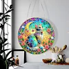 5D Diamond Painting Double Sided Effect  Stained Glass Panel Decorative Home Garden Decoration Hanging Kit(Cat)