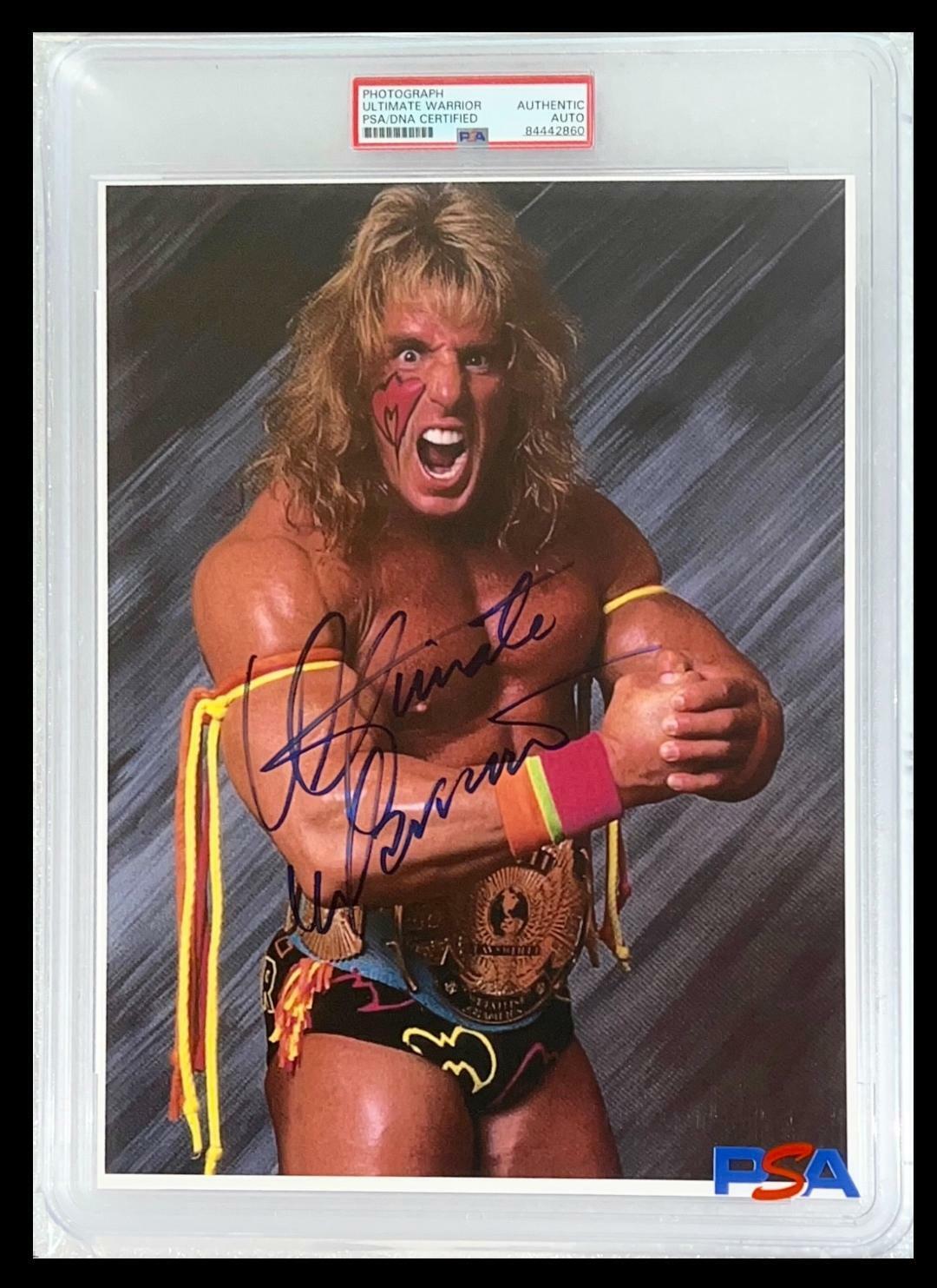 WWE ULTIMATE WARRIOR HAND SIGNED AUTOGRAPHED 8X10 Photo Poster painting ENCAPSULATED PSA COA 2