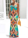 Floral Print Hollow Backless Sexy Bandeau Maxi Dress