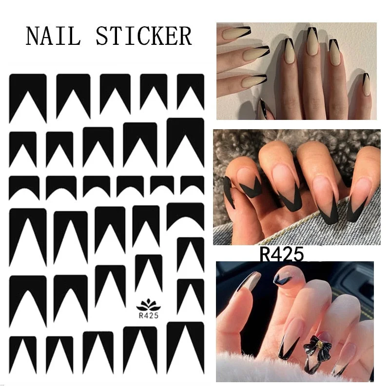 1 Sheet White French Manicure Strip Nail Art Form Fringe Tip Guides Sticker DIY Line Tips Decoration Tool-Nail Inspo
