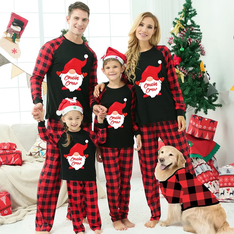 Cousin Crew Santa Print Christmas Plaids Family Matching Pajamas Set