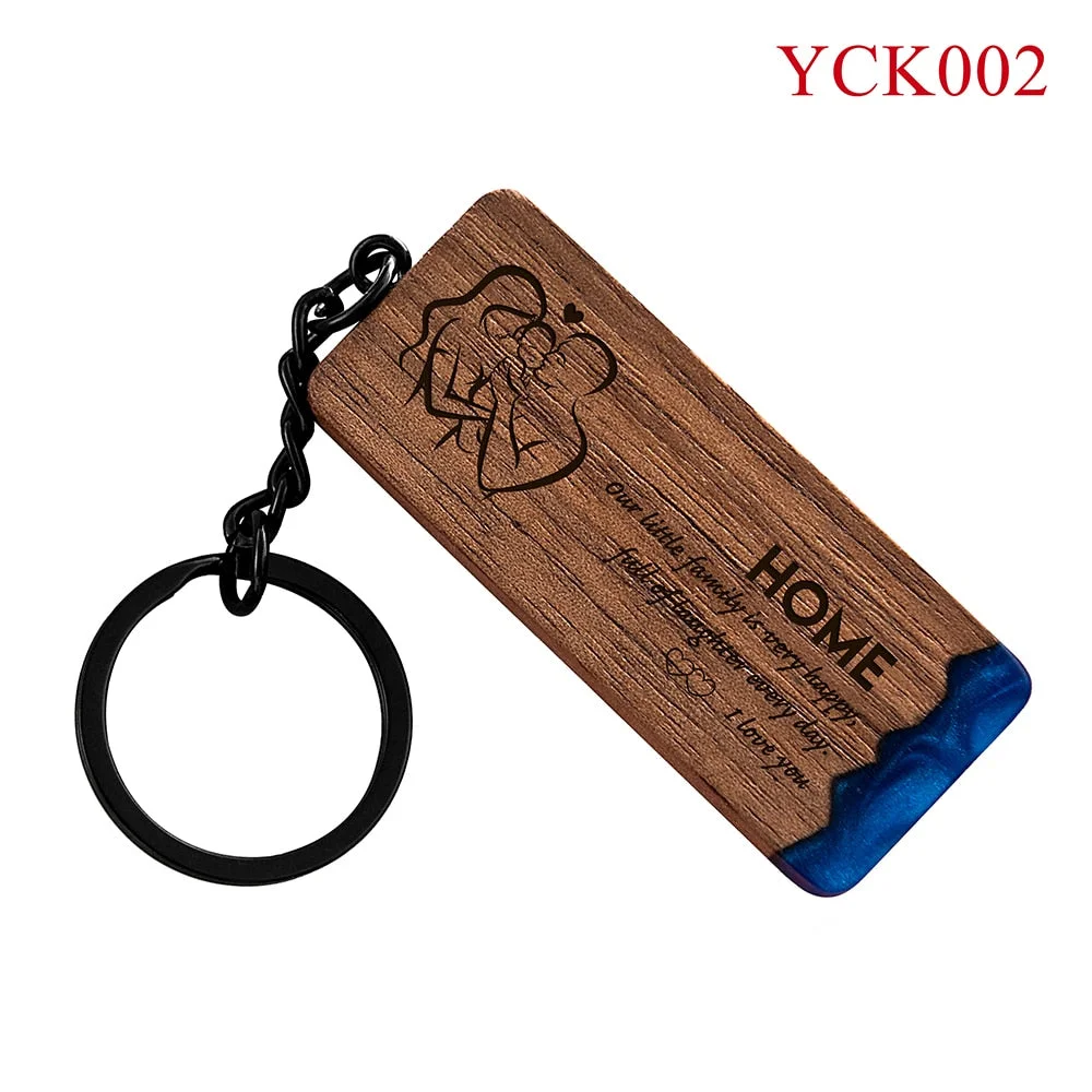 Custom Keychain Wooden Engraved Any Text Logo Name Keychain Wood Carving Unique Key Chain Wooden Ornament To Give Gifts