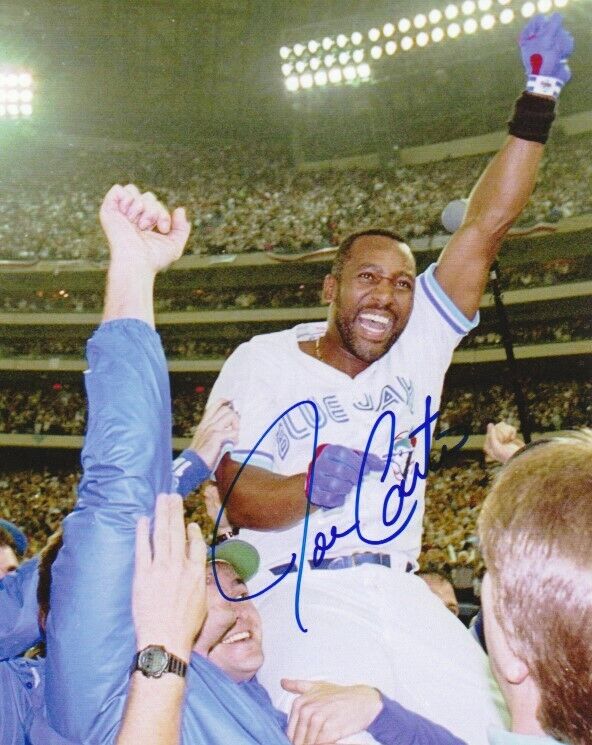 JOE CARTER SIGNED TORONTO BLUE JAYS 1993 WORLD SERIES HR 8x10 Photo Poster painting #5 PROOF