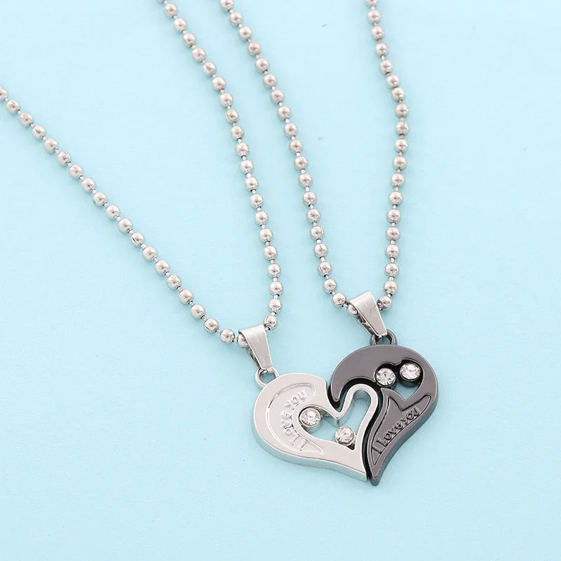 Heart shaped peach heart pendant with diamonds（Free Shipping）