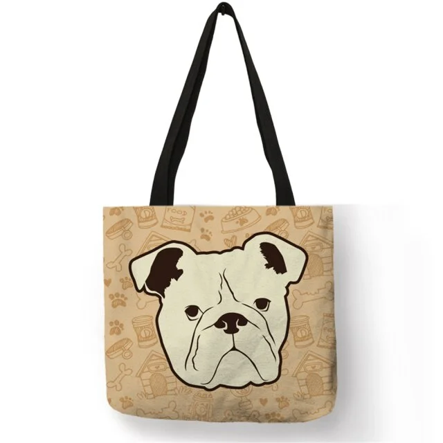 Linen Tote Bag- Bulldog Terrier