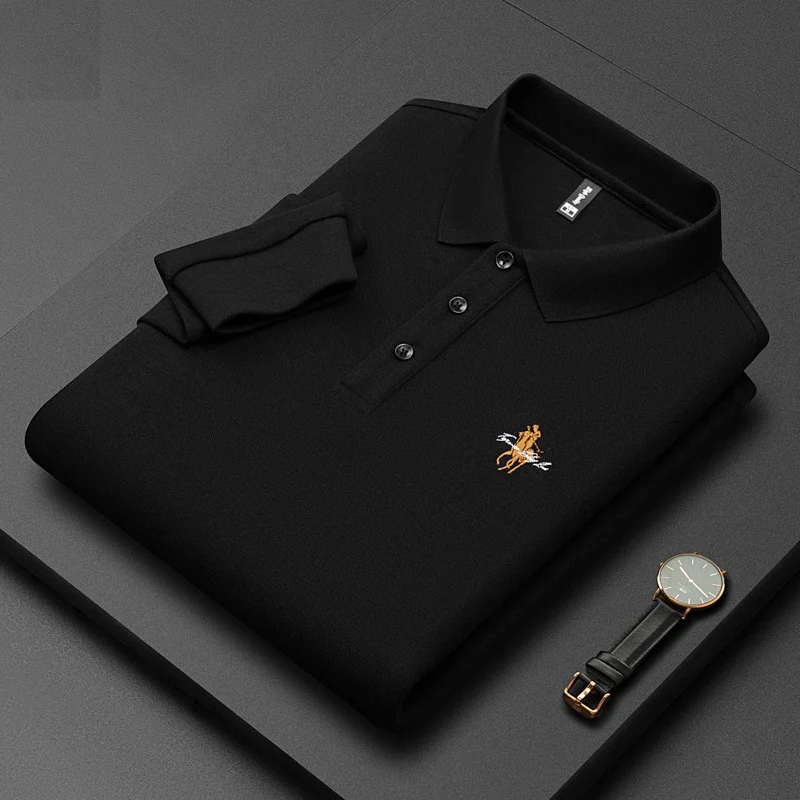 Fantastic Men's Business Casual Long Sleeve Polo Shirt 