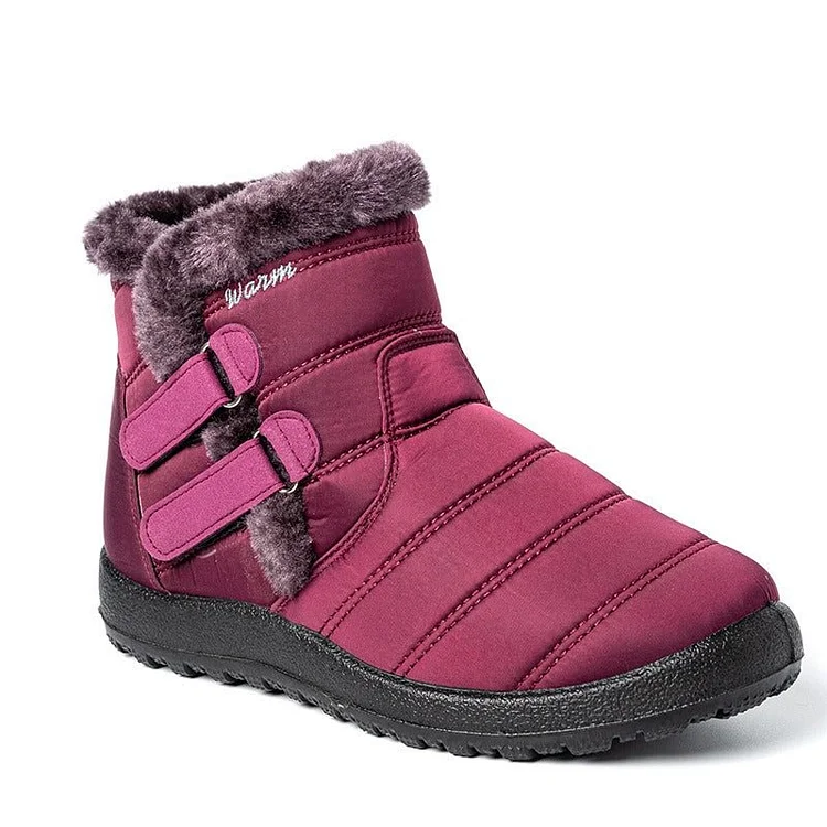 Women Waterproof Warm Plush Fleece Lining Slip On High Top Snow Boots  Stunahome.com