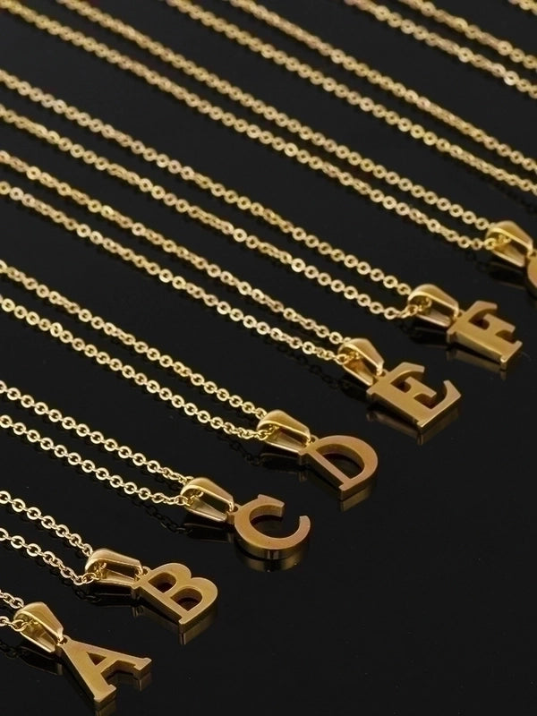 Minimalist Letter Stainless Steel Plating Pendant Necklace