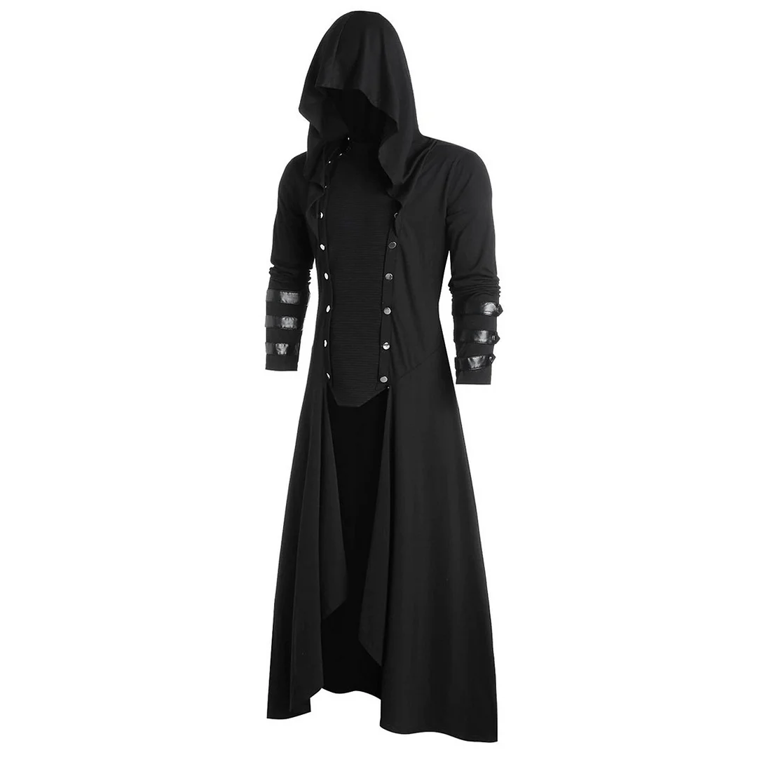 Ueong Men's Retro Steam Punk Gothic Windbreaker Coat Cape Fashion Street Cloak Jacket Parkour Clothes Cardigan Trench Coat