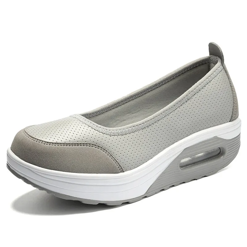 2021 Women Sneakers Flats Loafers Sweet Shallow Comfort Moccasins Slip-on PU Platform Ballet Ladies Vulcanized Shoes New