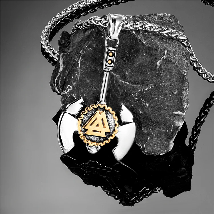 Viking Double-Blade Axe Rune Necklace