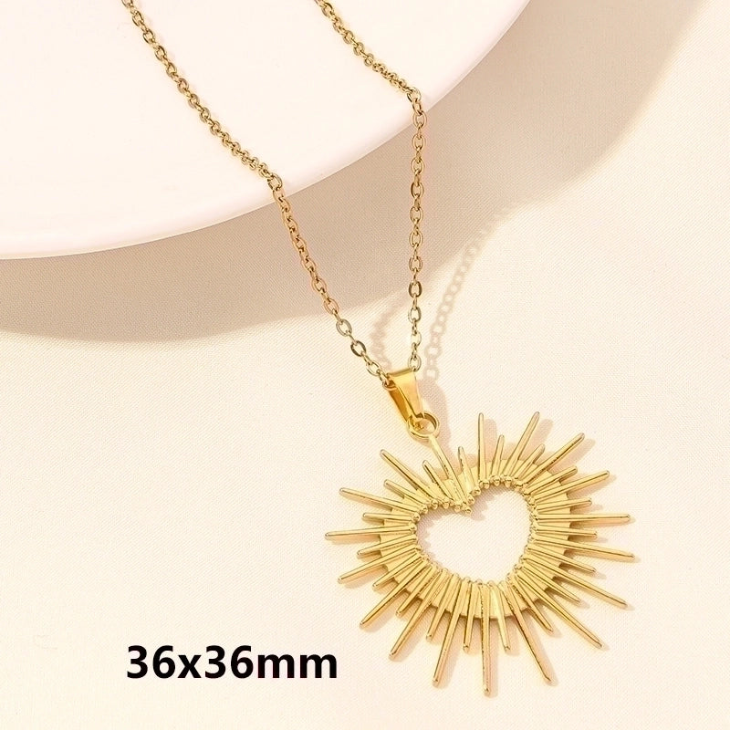 Elegant Minimalist Heart Shape 304 Stainless Steel 18K Gold Plated Plating Hollow Out Pendant Necklace