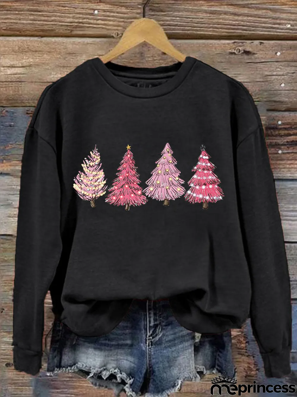 Women's Pink Light Tree Print Sweatshirt