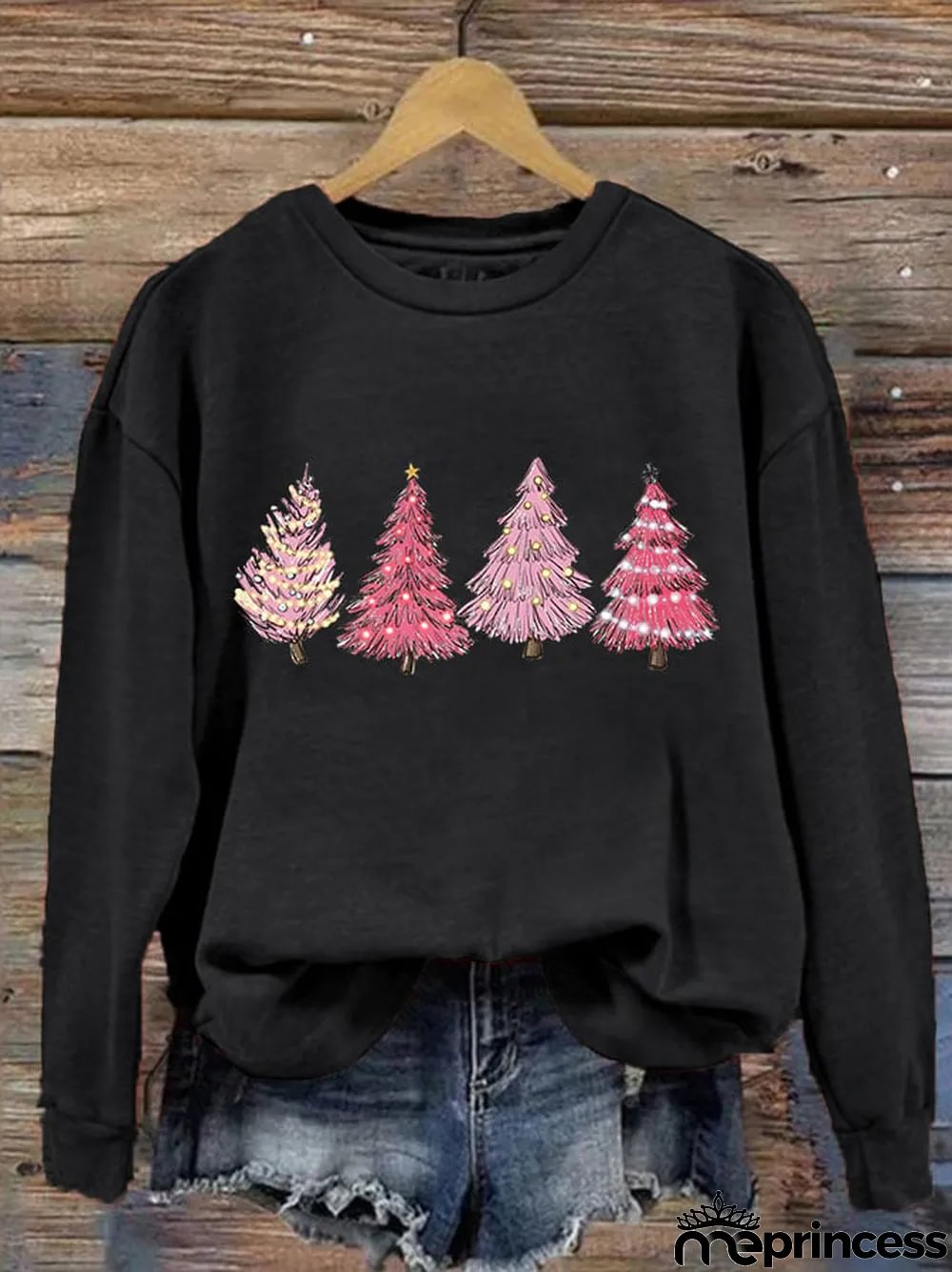 Women's Pink Light Tree Print Sweatshirt