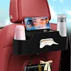 4-In-1 Car Seat Back Storage Bag with Tissue Cup Holder Hanging Hooks Organizer