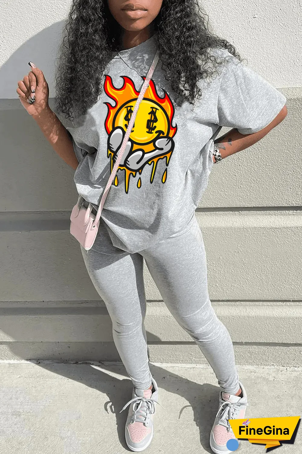 White Casual Street Print Patchwork O Neck T-Shirts