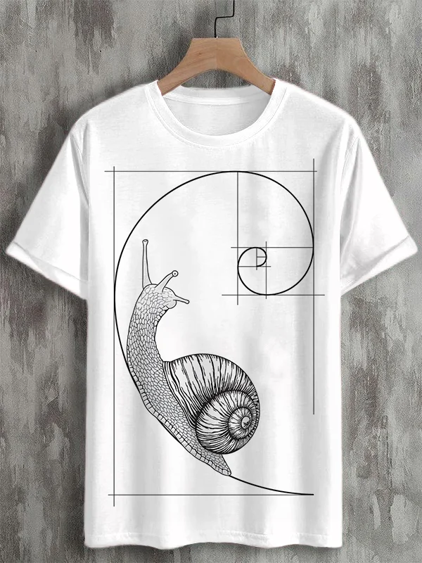 Men's Fibonacci snail The Golden Ratio Print Casual T-Shirt