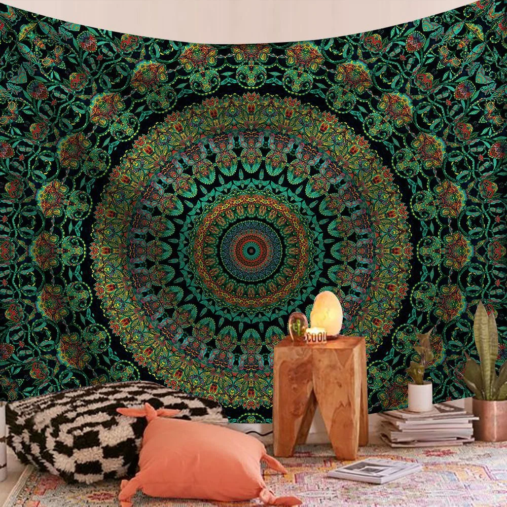 Polyester Mandala Print Tapestry Wall Hanging Carpet Throw Yoga Beach Mat Blanket Large 150*200cm Sleeping pad wall art Tapestry